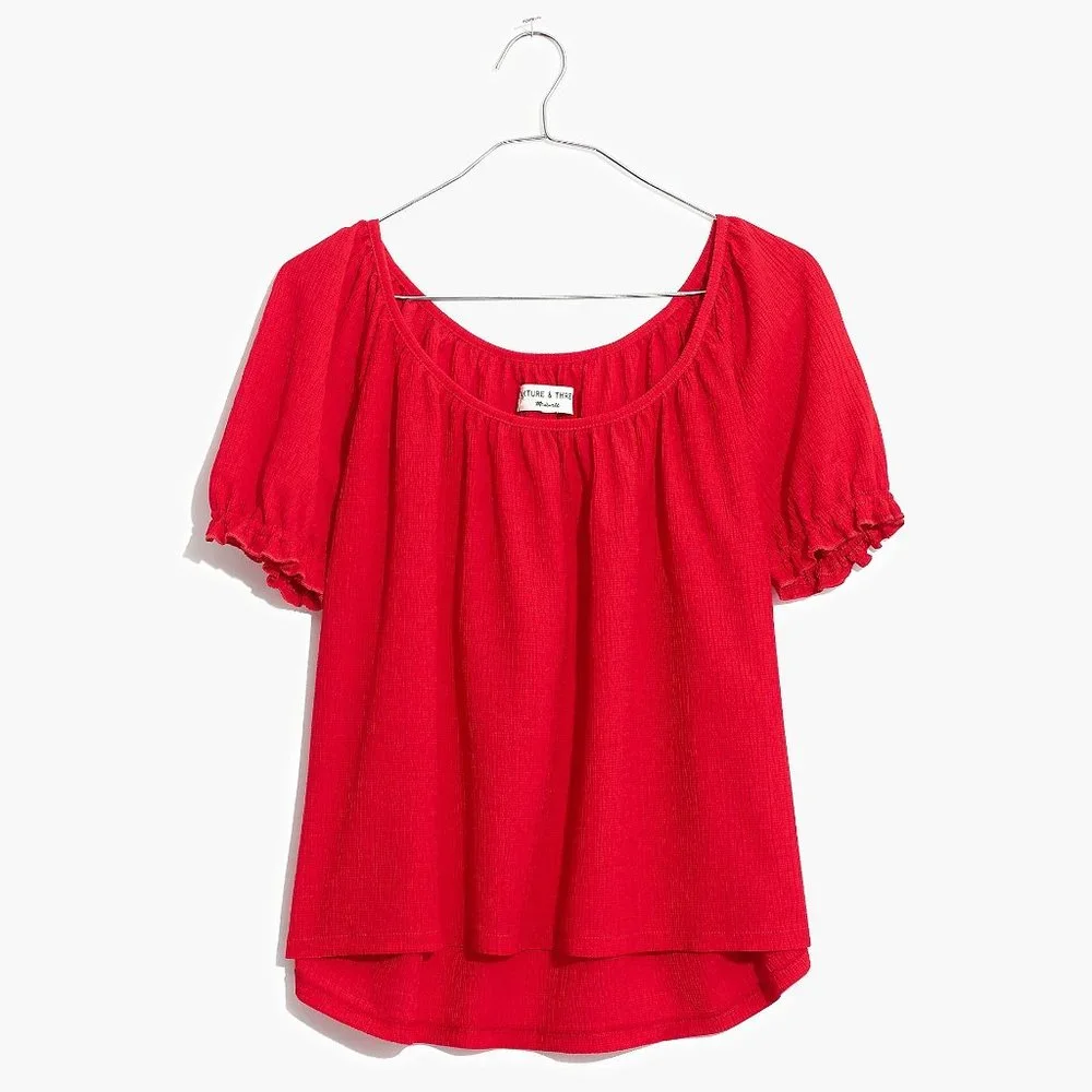 Texture & Thread Peasant Top - Red - Picture 1 of 7